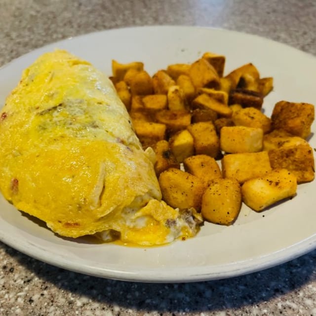 Brunch Philly Cheesesteak Omelette.