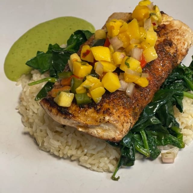 Caribbean Seared Mahi.