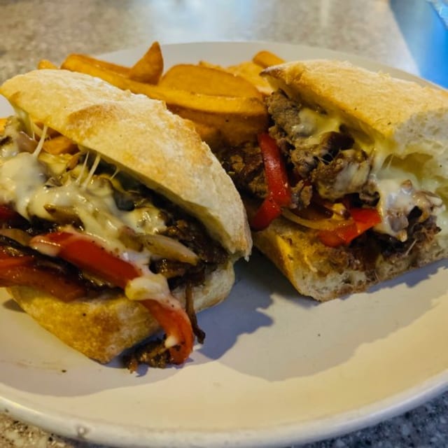 Lunch Philly Cheese Steak Sandwich.